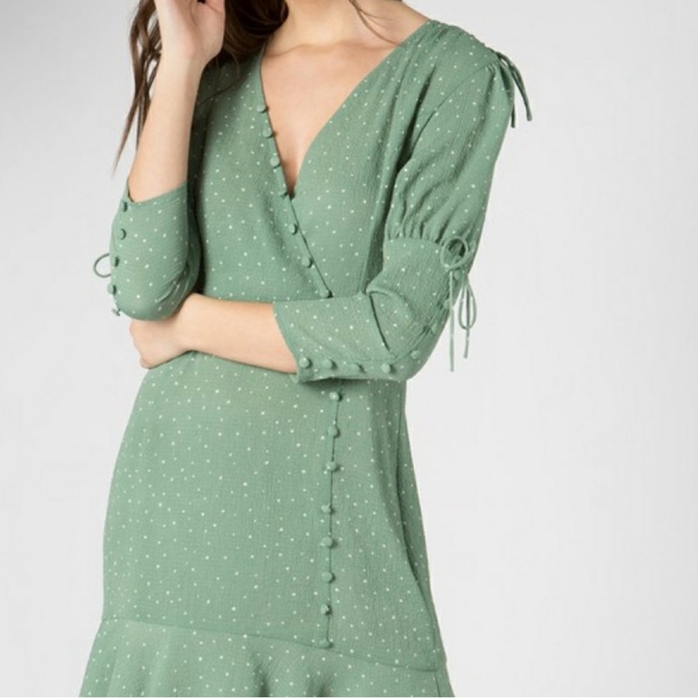 Polka Dot Button Detail Ruffle Dress - Picture 3 of 3